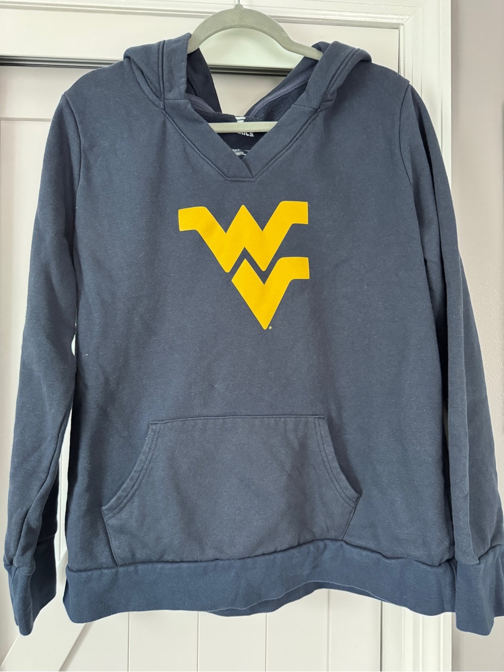 Fanatics Women's Navy V-Neck Hoodie with Yellow WV Logo